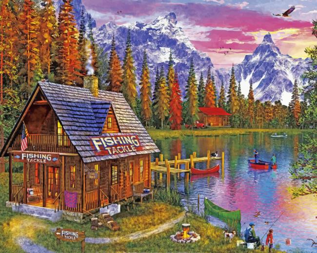 Fishing cabin lakeside painting by numbers.jpeg