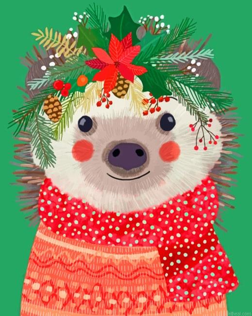 Hedgehog celebrating christmas illustration painting by numbers.jpeg