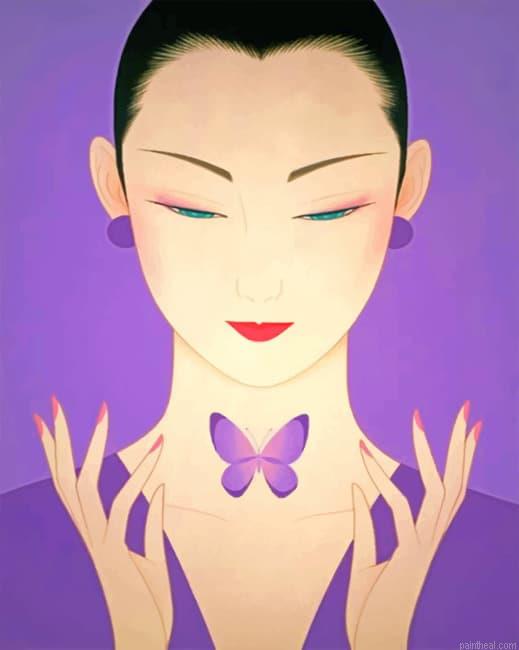 Japanese woman and purple butterfly women painting by numbers.jpeg