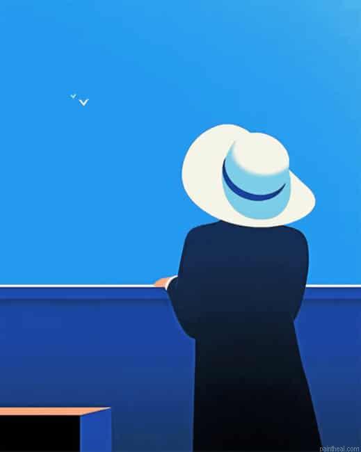 Lady with white hat illustrations painting by numbers.jpeg