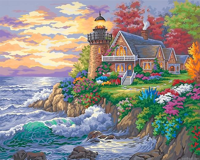 Lighthouse house garden seaside painting by numbers.jpeg