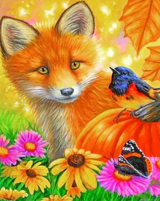 Orange fox animals painting by numbers.jpeg