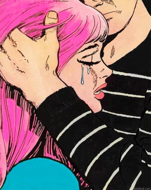Sad broken girl crying pop art women painting by numbers.jpeg