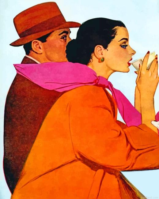 Vintage couple drinking coffee painting by numbers.jpeg